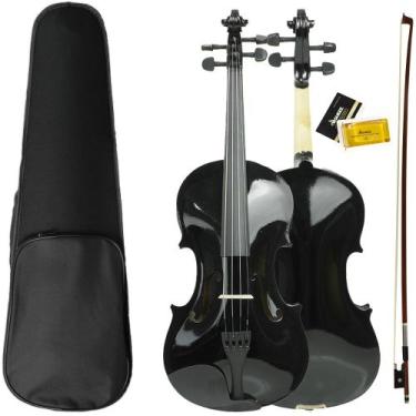 Imagem de Violino Orquezz Iniciante 4,4 Preto Madeira Laminada Com Estojo Arco e
