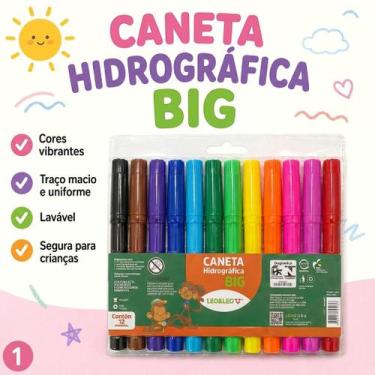 Imagem de Canetinha Hidrográfica 12 Cores Ponta Grossa Lavável Infantil - Sem ma