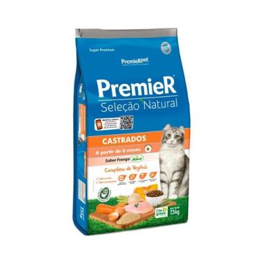 Imagem de Ração Premier Seleção Natural Gatos Castrados Frango Korin 7,5kg