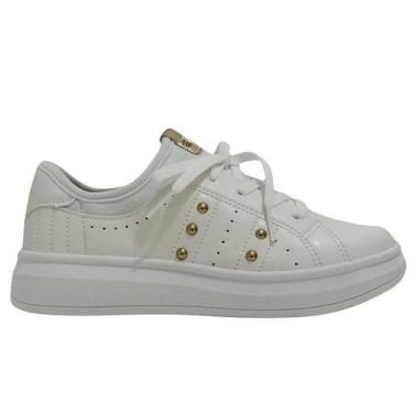 Imagem de Tênis Meninas Pink Cats com Bordados e Tachas Decorativas, 31, Branco