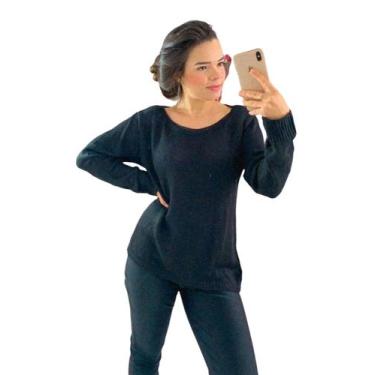 Imagem de Blusa Feminina Malha Manga Longa Detalhe Vazado Nas Costas - Multmix, 
