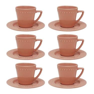 Imagem de Conjunto De 6 Xícaras Grandes 220 Ml Com Pires Mendi Damasco Oxford