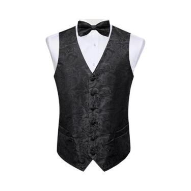 Imagem de Colete De Smoking Masculino De Luxo Azul Claro, Preto E Vermelho Com E