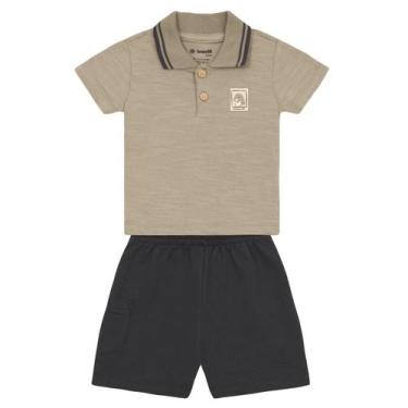 Imagem de Conjunto polo bebê menino de pinguim Brandili Baby, G, Marrom