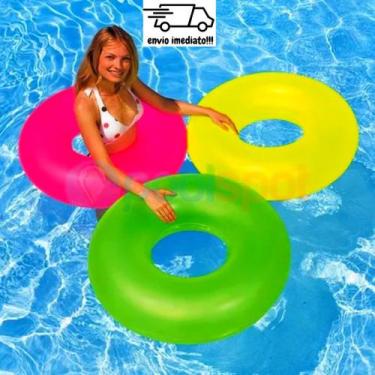 Imagem de Bóia Inflável Circular Neon 91cm Para Piscina Bóia Para Crianças e Adu