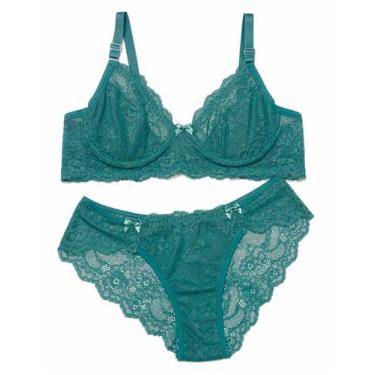 Imagem de Conjunto De Lingerie Plus Size Calcinha e Sutiã Sem Bojo De Renda Sexy