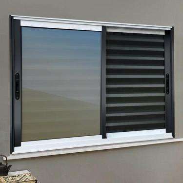 Imagem de Veneziana Elite 3 Folhas Moveis 120 x 200 Vidro Reflex Preto/Mix Brima
