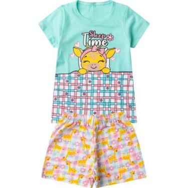 Imagem de Pijama Verão Menina Brilha no Escuro Kappes Azul, 6, Azul