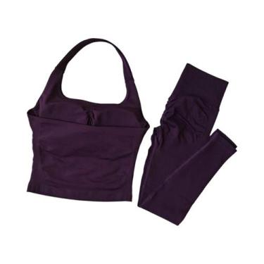 Imagem de Conjunto De Yoga Sem Costura De Cintura Alta Para Mulheres, Conjunto D