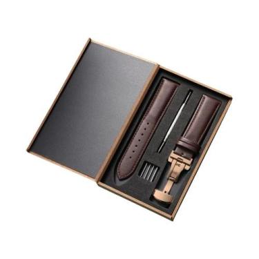 Imagem de Pulseira De Relógio Unissex De Couro Genuíno, 14-24mm, Fivela Borbolet