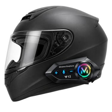 Imagem de Kit Fone Bluetooth para Capacete MDM Comando de Voz à Prova d'água Bivolt Preto