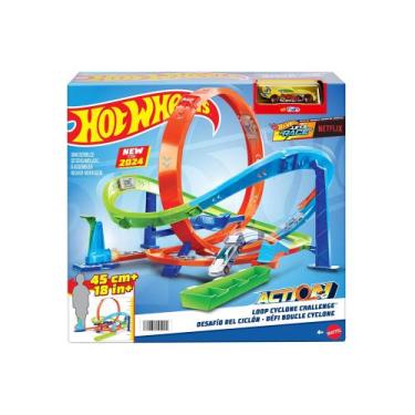Imagem de Hot Wheels Pista Action Desafio Extremo Ciclone HTK16 Mattel, Verde