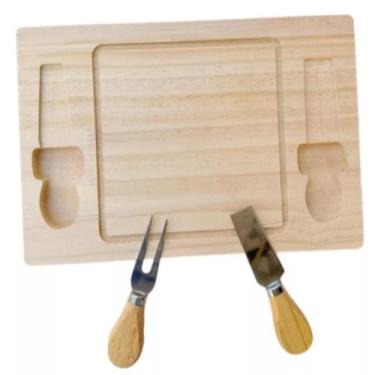 Imagem de Conjunto Tábua para Queijos e Frios Bambu 3 Peças Faca Garfo - Yeet