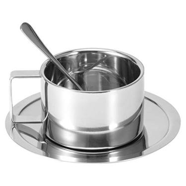 Imagem de Xícara de café expresso, xícara de leite caneca de aço inoxidável caneca de café com isolamento duplo para cozinha