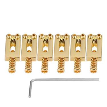 Imagem de 6 peças de ponte de selas de tremolo para guitarra elétrica para substituição de guitarra elétrica com chave inglesa (ouro)