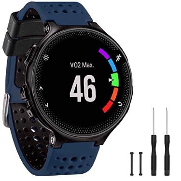 Imagem de TopPerfekt Pulseira compatível com Garmin Forerunner 235, pulseira de silicone macio de substituição para relógio inteligente 220/230/235/620/630/735XT/235 Lite para mulheres e homens (azul