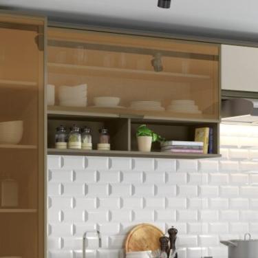 Imagem de Armário de Cozinha 01 Porta de Vidro Basculante 120cm Évelin Henn - Duna com Cristal