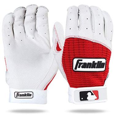 Imagem de Franklin Sports Luvas de rebatedor de beisebol MLB – Luvas de rebatedor clássicas profissionais para beisebol + softball, homens adultos + pares juvenis – pérola/vermelha – adulto XXG