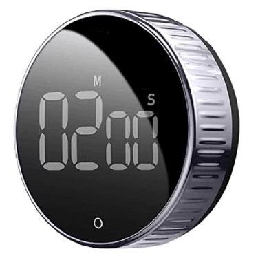 Imagem de Temporizador Magnético Cronômetro Superfícies Metal Painel Digital Rotação Timer Redondo Cozinha