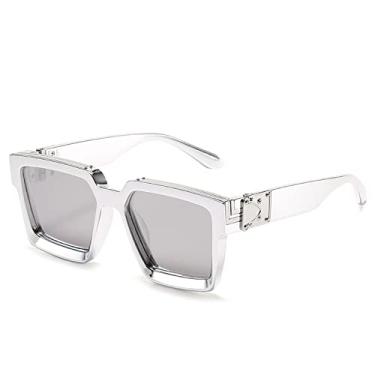 Imagem de Óculos de sol masculinos e femininos Steampunk Óculos de Sol Masculino de Luxo Designer Retro Trend Óculos de Sol Feminino Quadrado Anti-reflexo Óculos de Condução Masculino, C7 Espelho