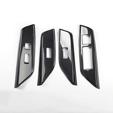 Imagem de FINMOKAL Apto Para Lexus Es350 Es300H 2019 Fibra De Carbono Interruptor Da Janela Interior Tampa Do Painel De Elevação Preto, Fibra De Carbono