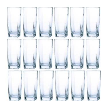 Imagem de Copo Vidro 320ml Quadrado BALI Kit com 18 Transparente Luxo