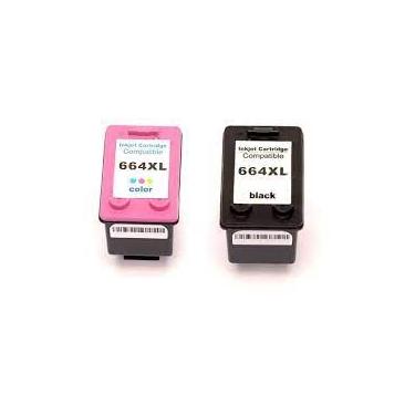 Imagem de KIT 2 CARTUCHO DE TINTA COMPATÍVEL 664XL COLOR E PRETO F6V31A | 2136 2676 1115 3636 3635 3836 3776| MICROJET
