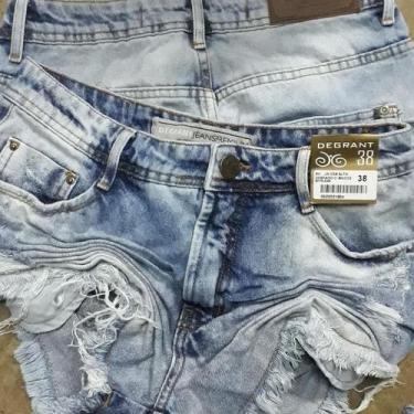 Imagem de Short Feminino Jeans Premium Cós Baixo Desfiado Com Bigode - Degrant