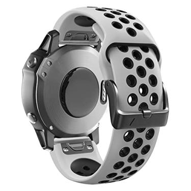 Imagem de GANYUU Pulseira de silicone esportiva para Garmin Fenix 7X 7 6X 6 Pro 5X 5Plus S60 935 Liberação rápida 22 26mm Pulseira (Cor: Branco Preto, Tamanho: para Approach S60 S62)