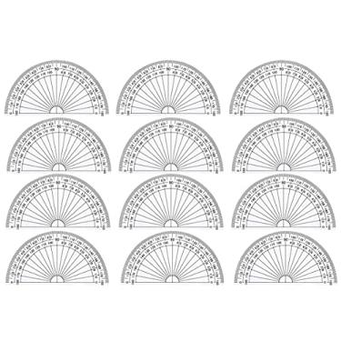 Imagem de Pacote com 20 transferidores de plástico minicontransferidor de matemática 180 graus 10 cm