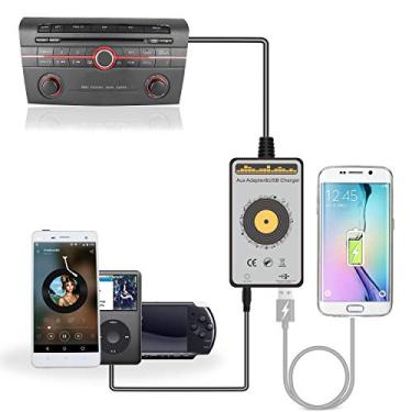 Imagem de Yomikoo Adaptador auxiliar, entrada AUX estéreo de carro e adaptador de carregamento USB para Mazda 2004-2008 M3, 2002-2008 M6, 1999-2003 323, 2003-2008 Miata, 2003-2008 M5, 2002-2006 MPV, 20000000000006 MPV, 2 007-2 008 CX7