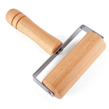 Imagem de 1 peça de rolo de madeira de 12 cm de largura, rolo de pizza de madeira, rolo de madeira, rolo de massa de madeira, ferramenta de pintura de diamante 5D, rolo de madeira para assar ou cerâmica de cerâmica