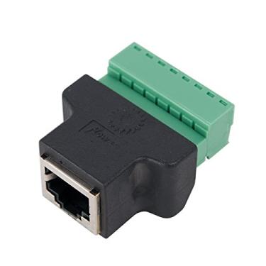 Imagem de Covvy Conector de terminal RJ45 fêmea para 8 pinos de parafuso Termo Block Cat7 Cat6 Cat5 Cat5e Adaptador Extensor de Cabo Ethernet CCTV Digital DVR Acoplador Embutido (Preto)