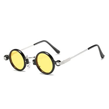 Imagem de Óculos de sol redondos vintage pequenos para homens óculos de sol de luxo designer espelho feminino tons góticos femininos, C3 preto amarelo, tamanho único