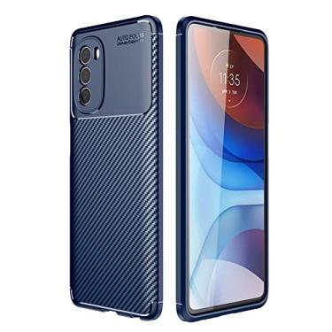 Imagem de LVSHANG Capa de celular para Motorola Moto G51 5G, capa antichoque resistente à quebra, capa de telefone de TPU com textura de couro macio, ultra fina, à prova de choque, capa de forro de microfibra macia antiarranhões