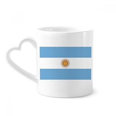 Imagem de Caneca com bandeira nacional da Argentina da América do Sul para café cerâmica copo de coração de vidro