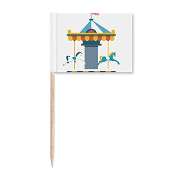 Imagem de Incrível ilustração de carrossel de parque engraçado bandeiras de palito de dente marcador decoração de festa