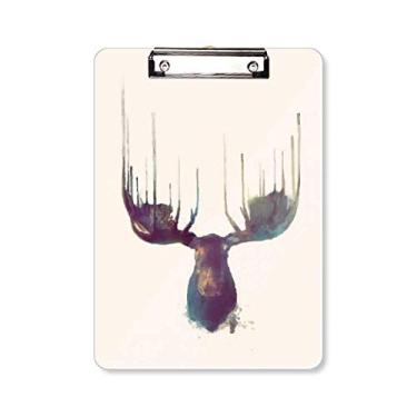 Imagem de Rena cabeça animal efeito artístico colorido prancheta pasta bloco de escrita placa de suporte A4