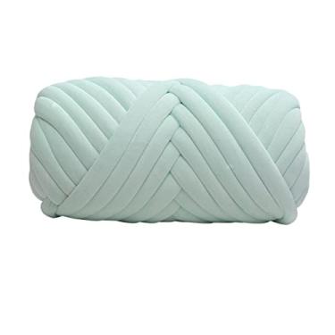 Imagem de UGPLM 1 kg de veludo grosso braço tricô crochê, tubo diy macio lavável fio gigante fio de peso para travesseiro cobertor projetos de macramê lenço, verde claro