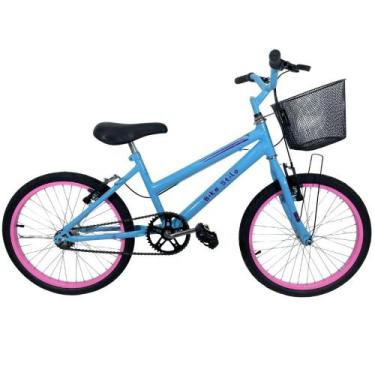 Imagem de Bicicleta Infantil Passeio Aro 20 Cesta Feminina Azul Bebê - Bike Stil