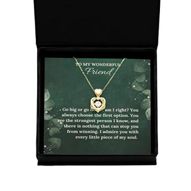 Imagem de SpreadPassion Colar de ouro com nó de coração, joia de encorajamento, presente para inspiração, presentes de incentivo, ideias de presente de joias, presente personalizado, presente personalizado