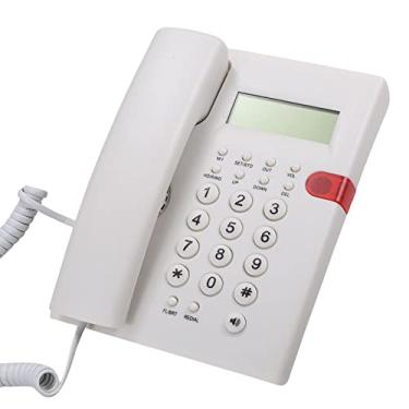 Imagem de Moniss Telefone fixo de mesa sem bateria com identificador de chamadas brilho ajustável da tela LCD branco (linha telefônica dos EUA)