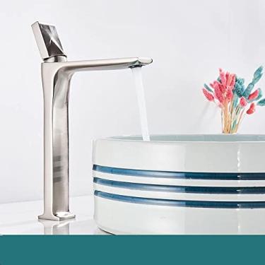 Imagem de Torneira de banheiro cromada preta, curta ou alta, misturadora de água quente e fria, torneira de guindaste, montagem no convés, torneiras, lavagem com água macia, altura de níquel