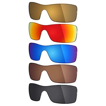 Imagem de 5 pares de lentes polarizadas de substituição Mryok para óculos de sol Oakley Batwolf – Stealth preto/bronze marrom/azul gelo/vermelho fogo/bronze dourado