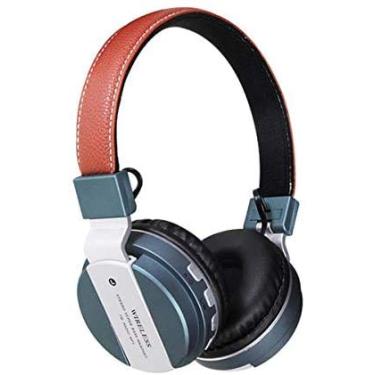 Imagem de fone de ouvido headset para celular tablets bluetooth p2 fm sd mp3 cor marrom com verde