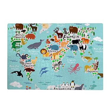 Imagem de ColourLife Quebra-cabeças quebra-cabeça presente para adultos, adolescentes, animais fofos, mapa-múndi de madeira, 300/500/1000 peças, multicolorido