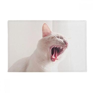 Imagem de DIYthinker Animal Branco Fierce Gato Fotografia Tapete Tapete Antiderrapante Tapete de Porta de Banheiro