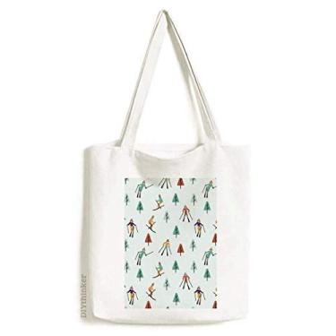 Imagem de Bolsa de lona esportiva de inverno para esquiar, atleta, desenho, ilustração, sacola de compras, bolsa casual