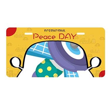 Imagem de DIYthinker Placa de licença de satélite Monstro Alienígena Universo Decoração de carro Dia da Paz