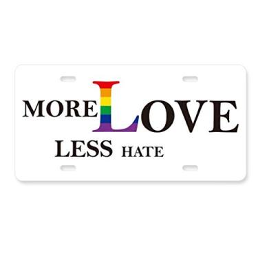 Imagem de DIYthinker LGBT Bandeira de arco-íris More Love Less Hate Placa de licença Decoração de aço inoxidável